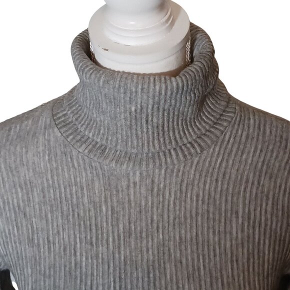 Club Monaco Meredy Ribbed Heather Gray‎ Turtleneck Top Size XS Soft Cozy Sweater - Picture 6 of 11